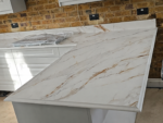 Arabescato brown quartz worktop