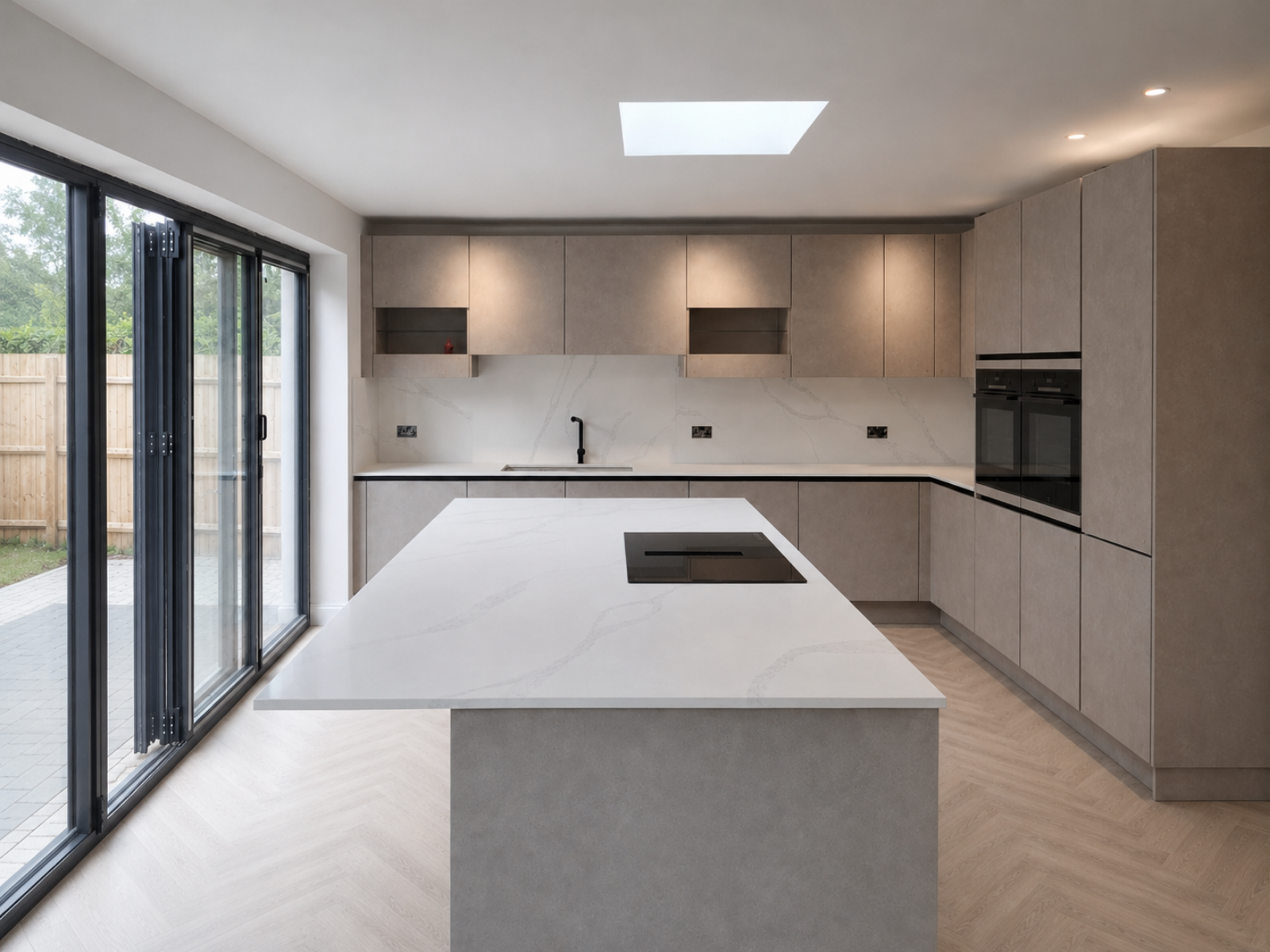 Daniel Whitmore’s Monsanto Quartz Kitchen & Utility Room in Knightsbridge 10 Anaya & Isla’s Calacatta dark Grey Quartz Kitchen in Watford