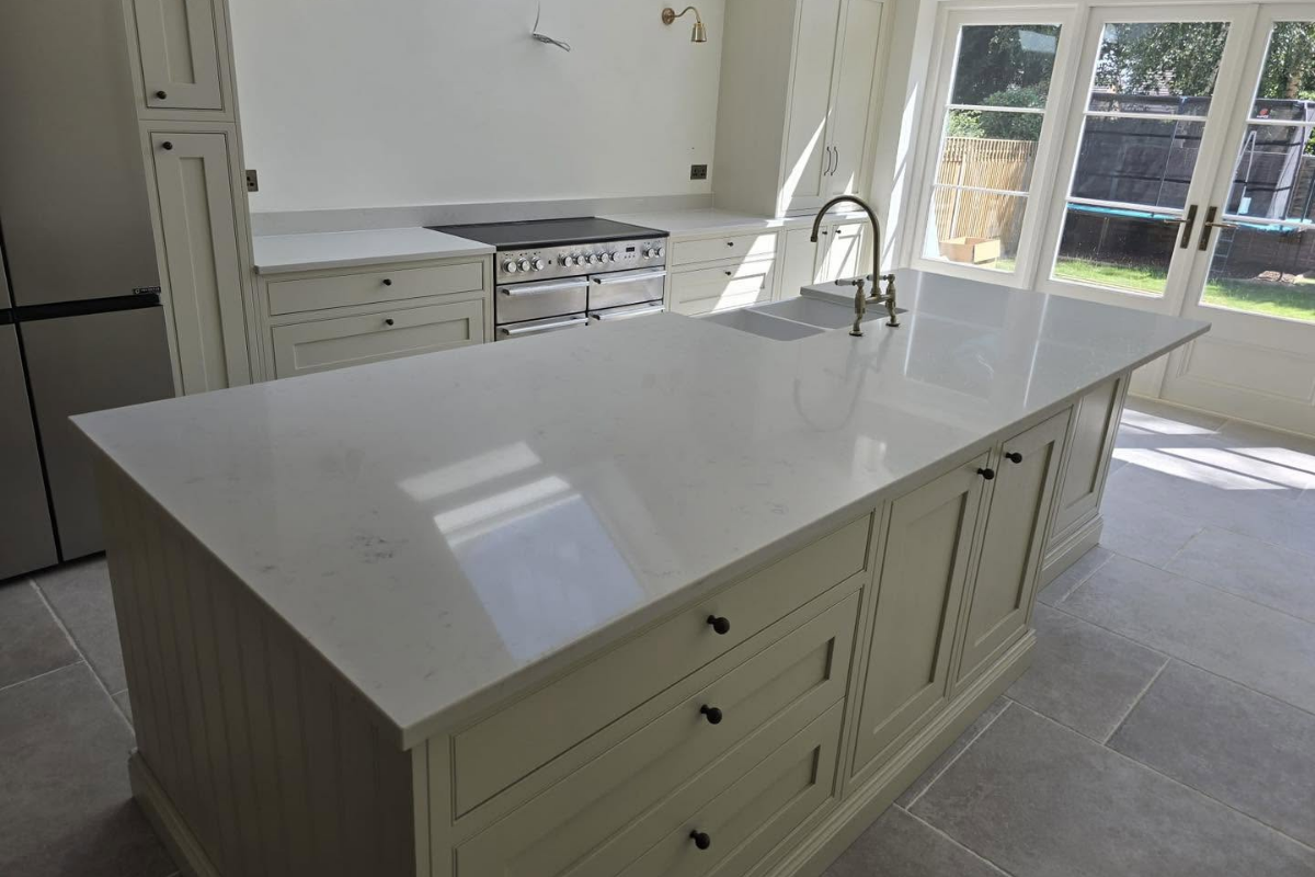 Carrara Jade quartz worktop project in Chiswick, London