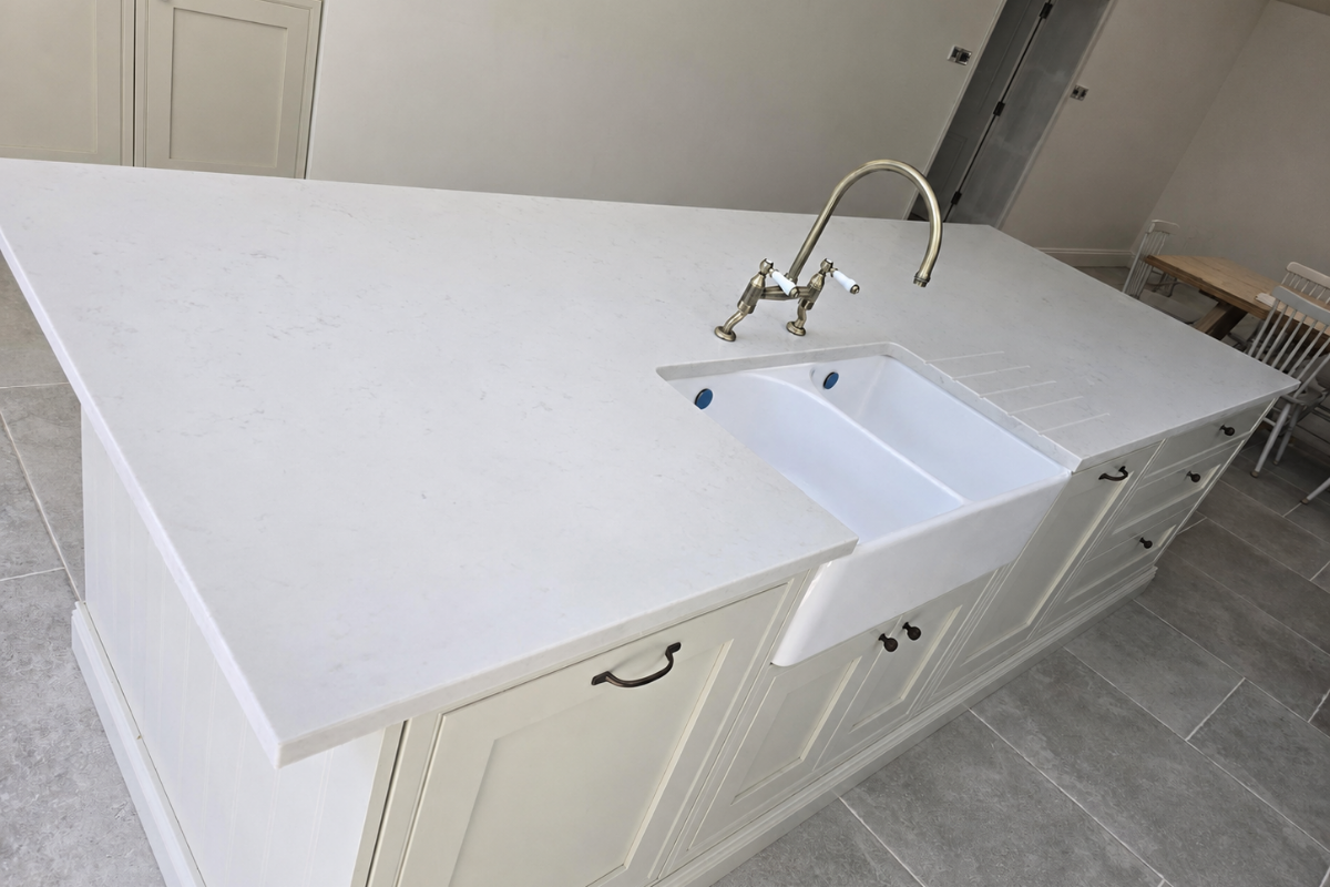 Carrara Jade quartz worktop project in Chiswick, London
