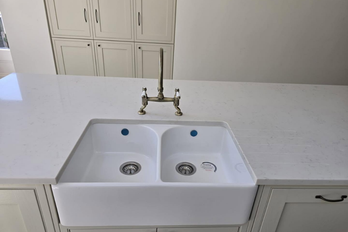 Carrara Jade quartz worktop project in Chiswick, London