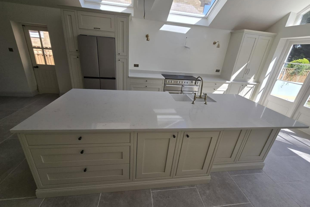 Carrara Jade quartz worktop project in Chiswick, London