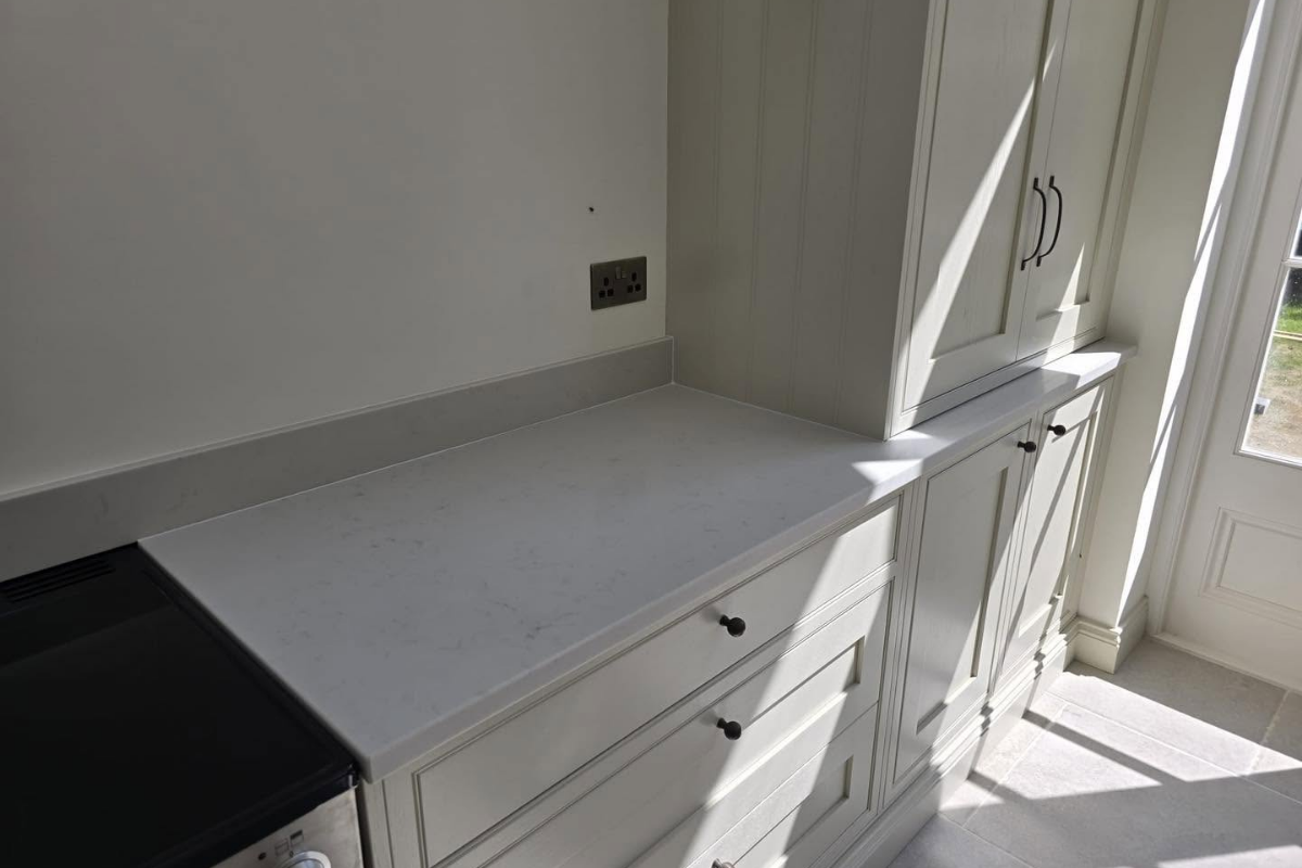 Carrara Jade quartz worktop project in Chiswick, London