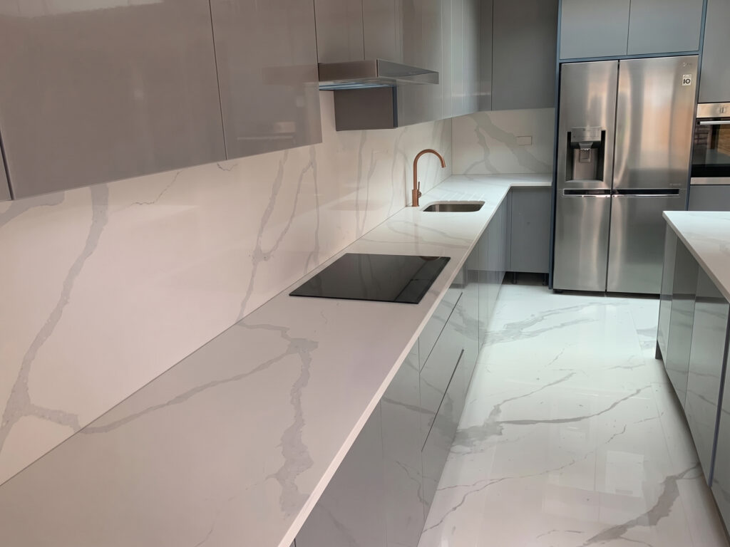 calacatta dark grey quartz, bristol project