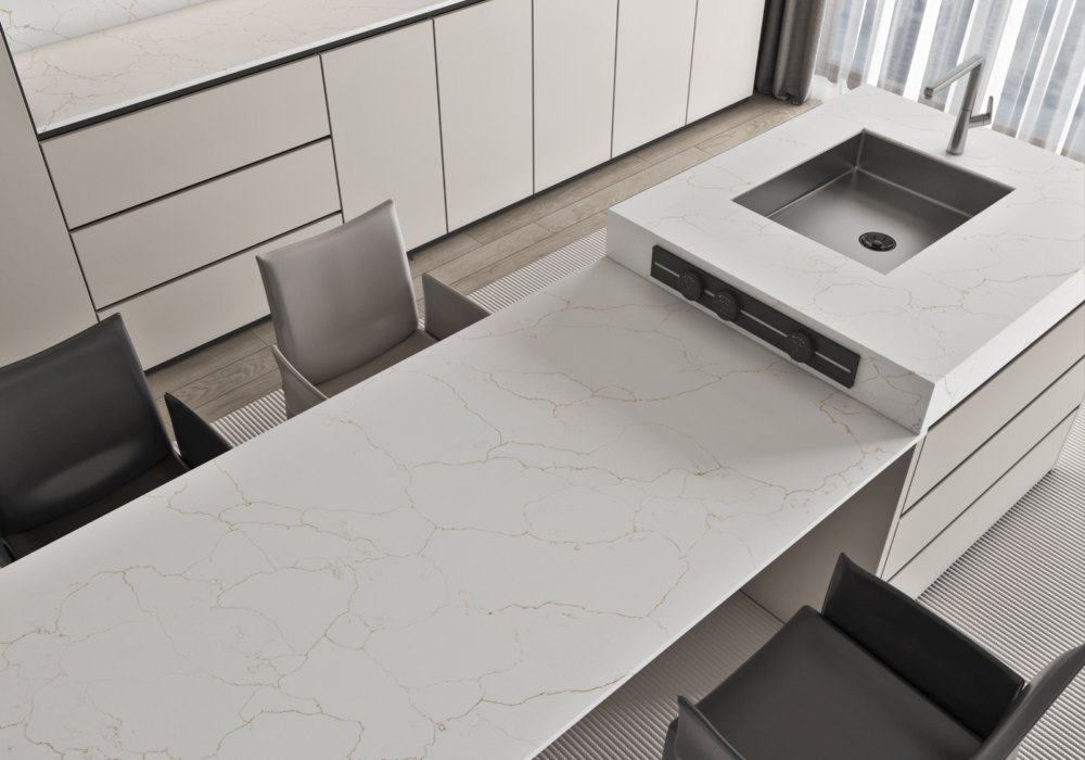 Arabescato Gold Quartz Worktop