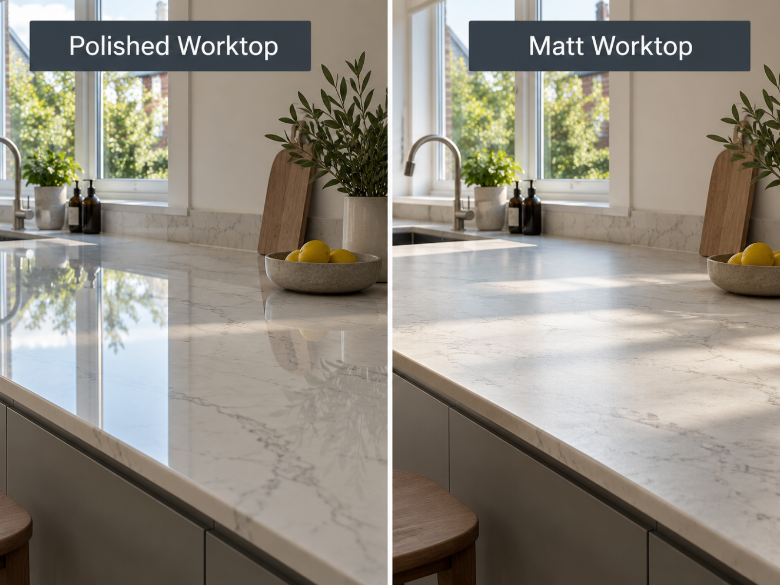 How Natural Light Changes the Appearance of Stone Worktops 3 Polished vs. Matt Worktops in Natural Light