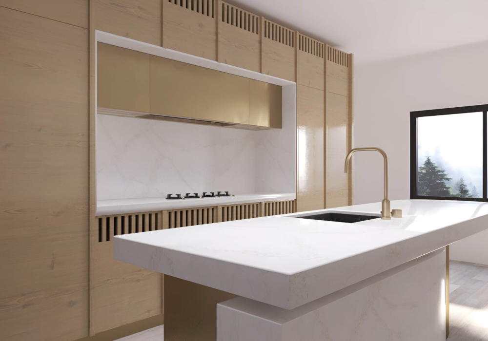 Statuario Gold quartz worktop