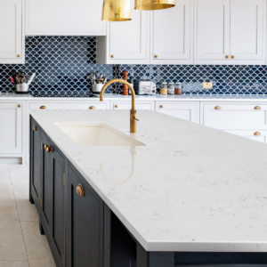 Carrara crystal quartz worktop