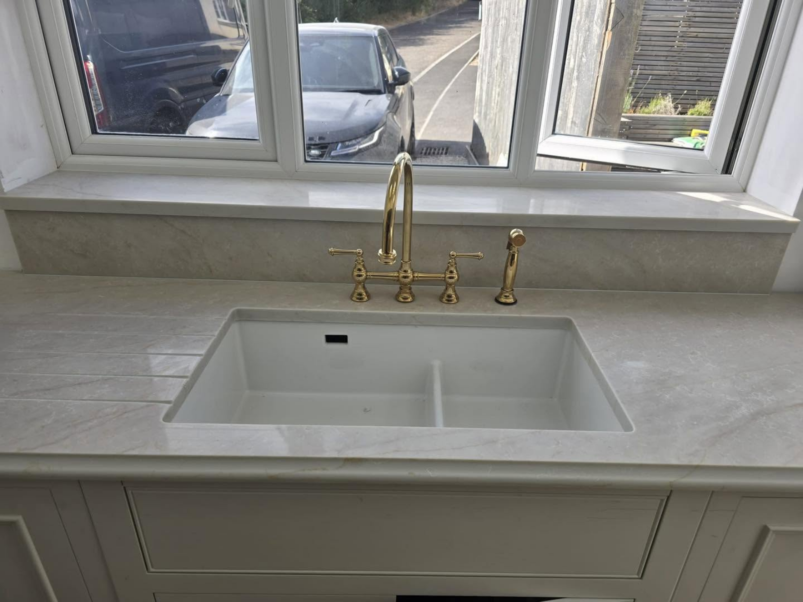 Taj Mahal quartz worktop, Bristol project