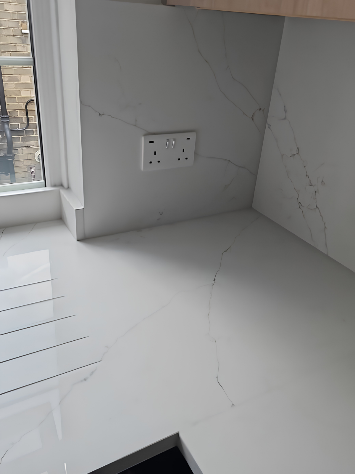 Alaska White quartz worktop project in London
