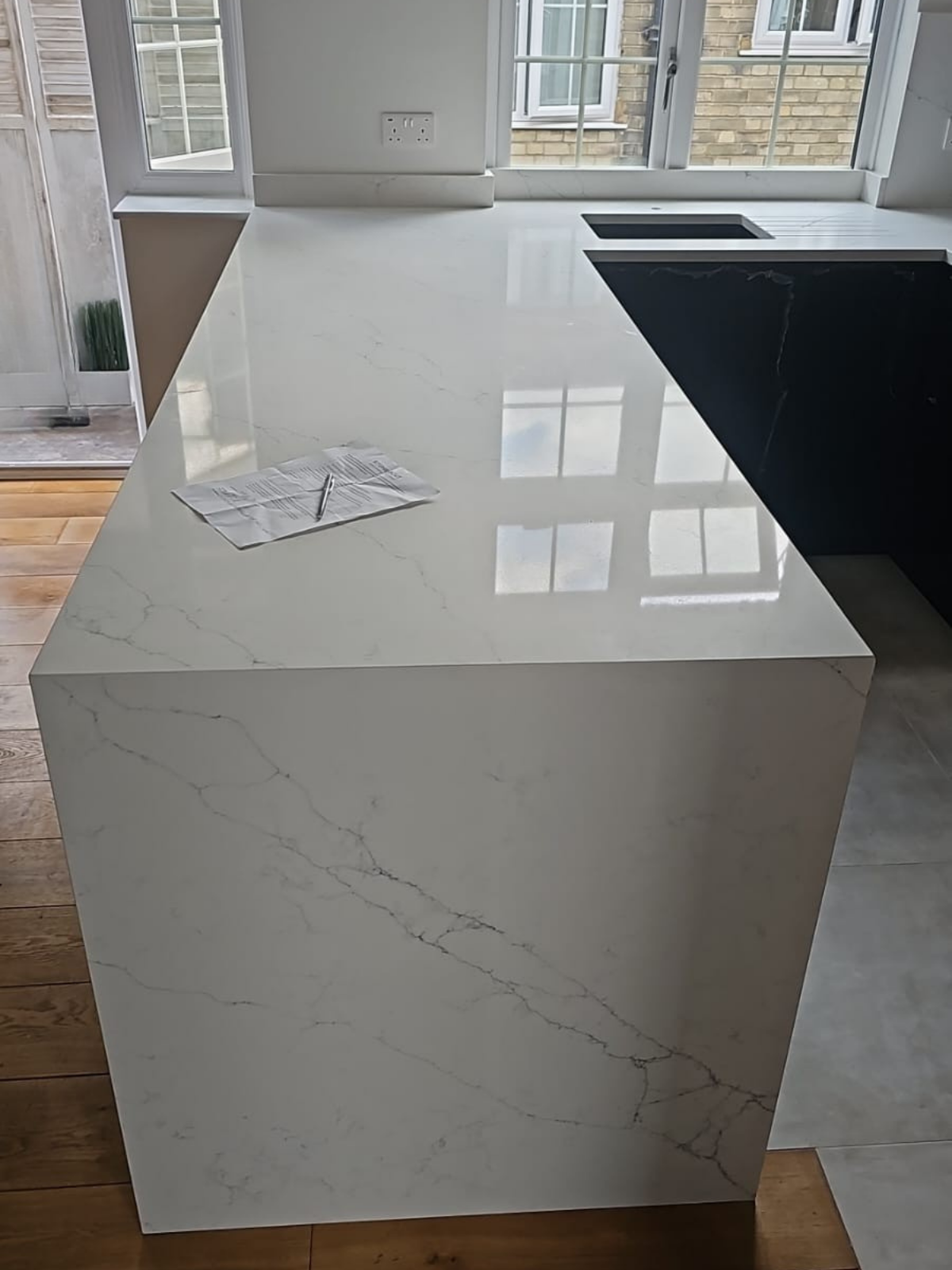 Alaska White quartz worktop project in London