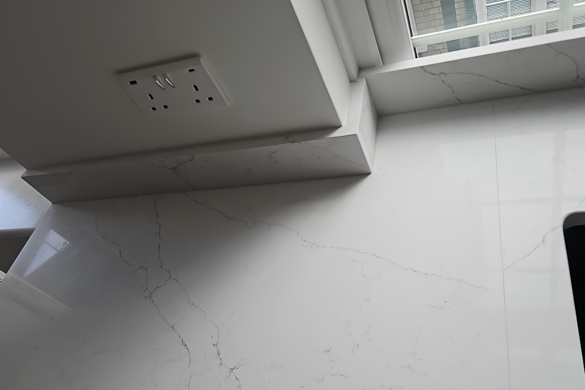 Alaska White quartz worktop project in London